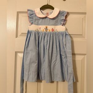 Petit Bebe Blue Striped Smocked Easter Dress - 2T